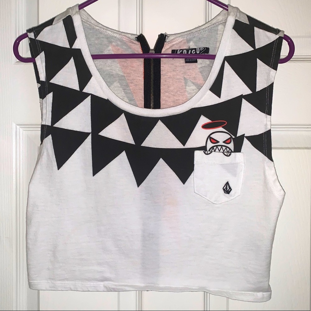 Volcom Evil Angel Crop Top Zip Up Back Tank Medium